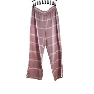 Beach Lunch‎ Lounge Tye Dye Wide Leg Pants - Sz L  Pink White Lagenlook Coastal